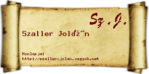 Szaller Jolán névjegykártya