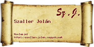 Szaller Jolán névjegykártya